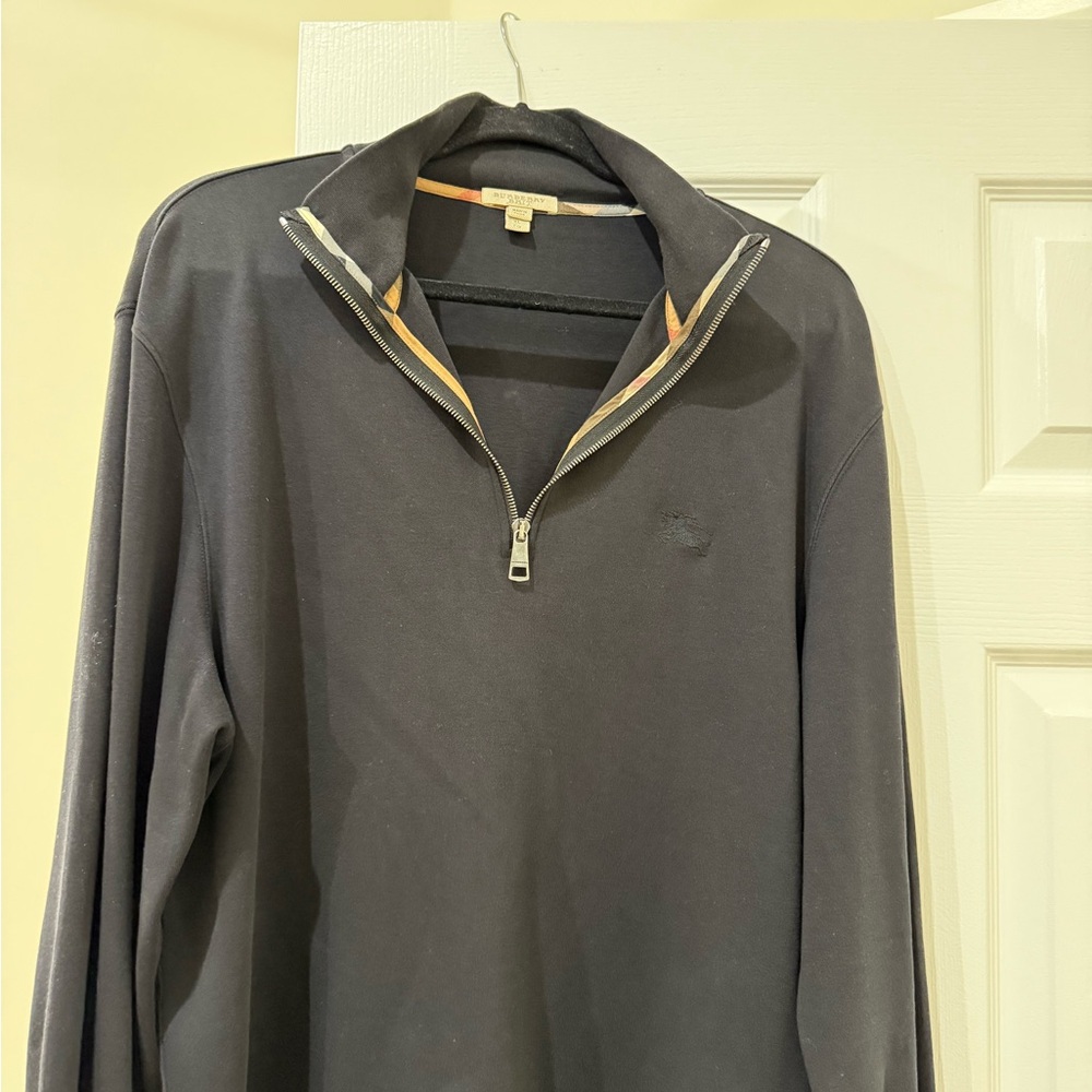 Burberry Men's black quarter zip Sweater